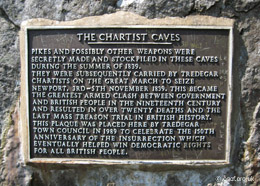 The commerative plaque at the entrance to Chartist Cave